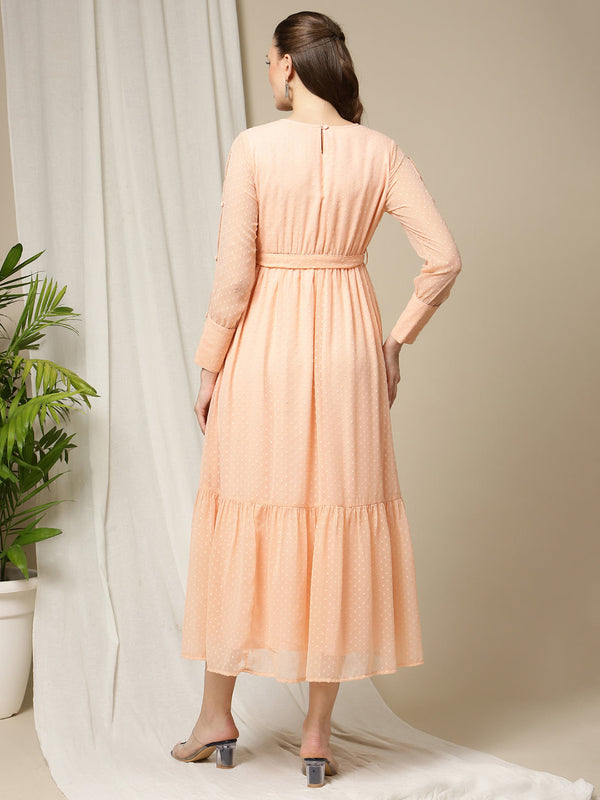 Peach Georgette Maternity Dress