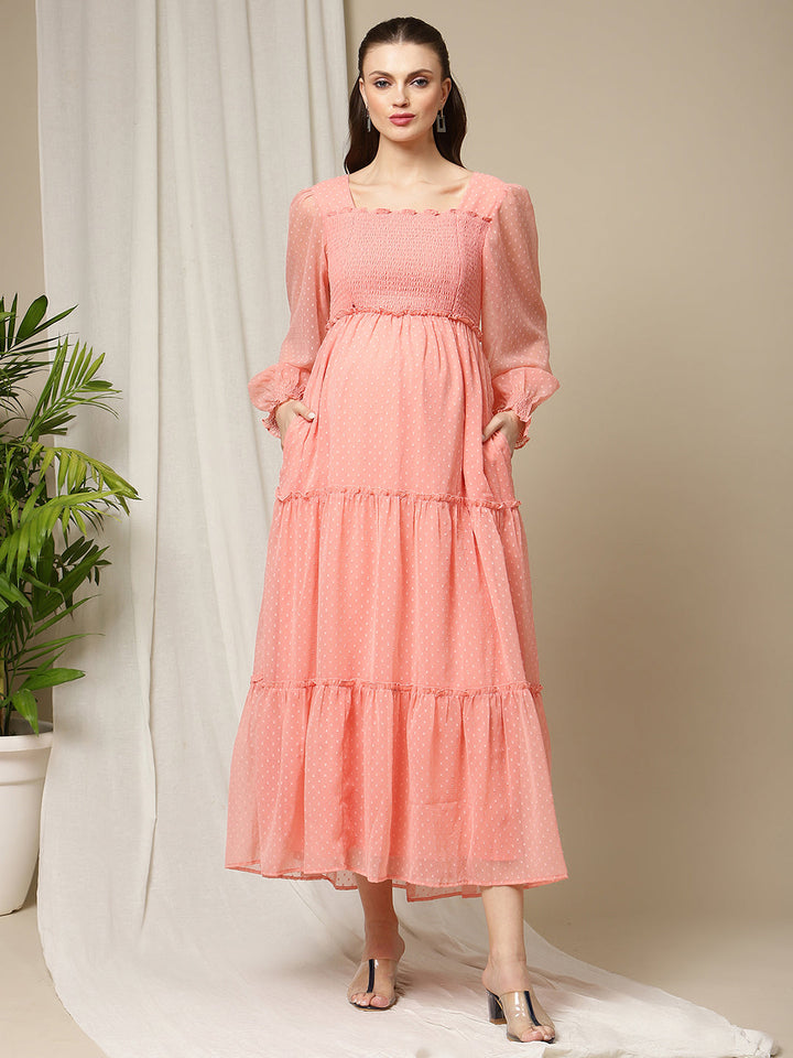 Maternity Smocked Long Dress