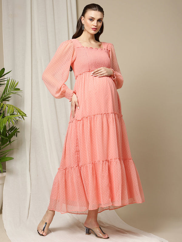 Maternity Smocked Long Dress