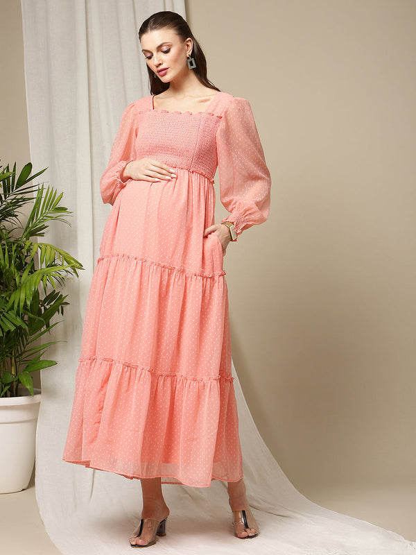 Maternity Smocked Long Dress