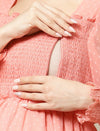 Maternity Smocked Long Maxi Dress- Pink