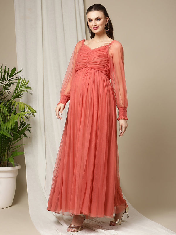 Dark pink Georgette Gown Dress - GWU0050