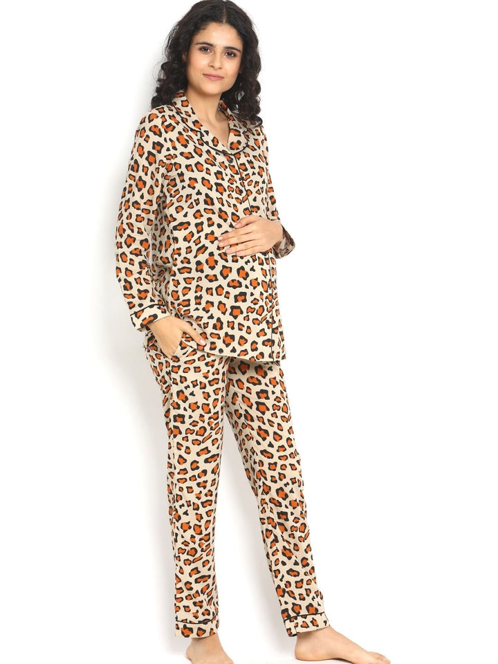 2pc. Leopard Maternity Night Suit