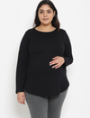 Maternity Full Sleeves T-Shirt- Black