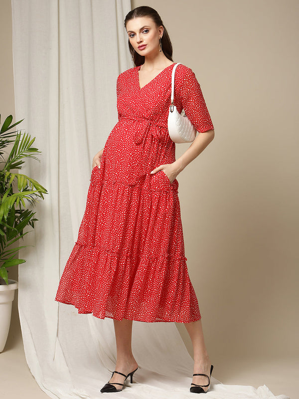 Polka Dot Red Maternity Dress
