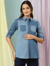 Maternity Jeans Shirt- Blue