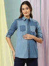 Maternity Jeans Shirt- Blue