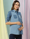 Maternity Jeans Shirt- Blue