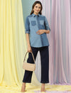 Maternity Jeans Shirt- Blue