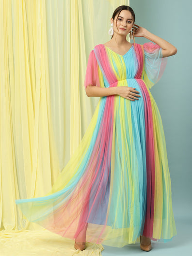 Women Blue Floral Printed Flared Maternity Dress – Tradyl