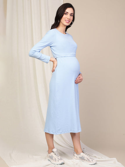 Maternity Casual Lounge Dress- Blue