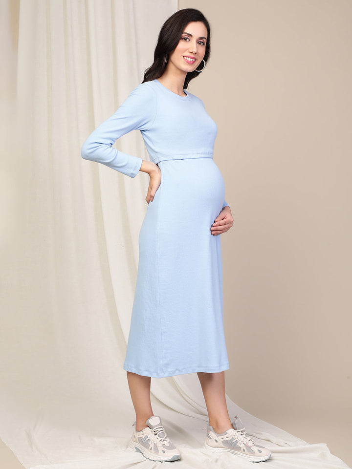 Rib Layered Maternity Dress