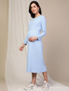 Maternity Casual Lounge Dress- Blue