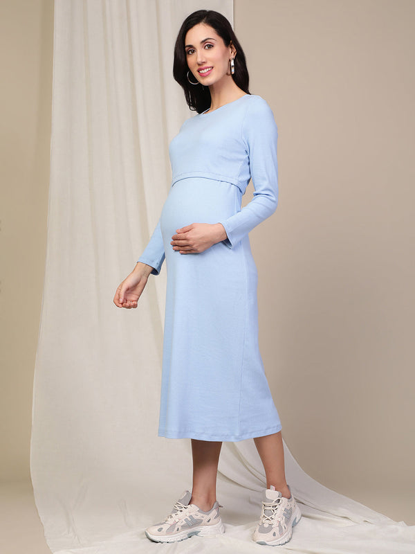 Rib Layered Maternity Dress