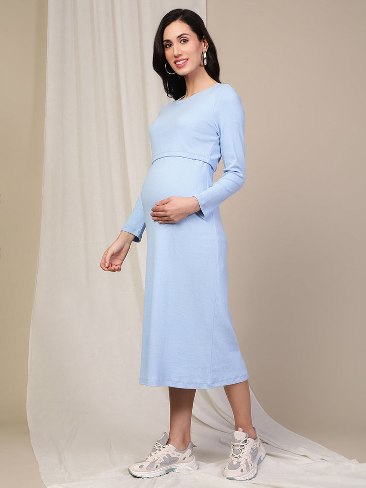 Rib Layered Maternity Dress