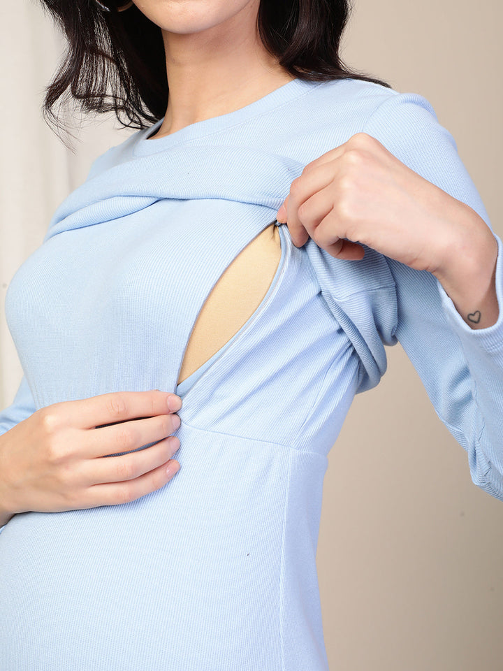Rib Layered Maternity Dress