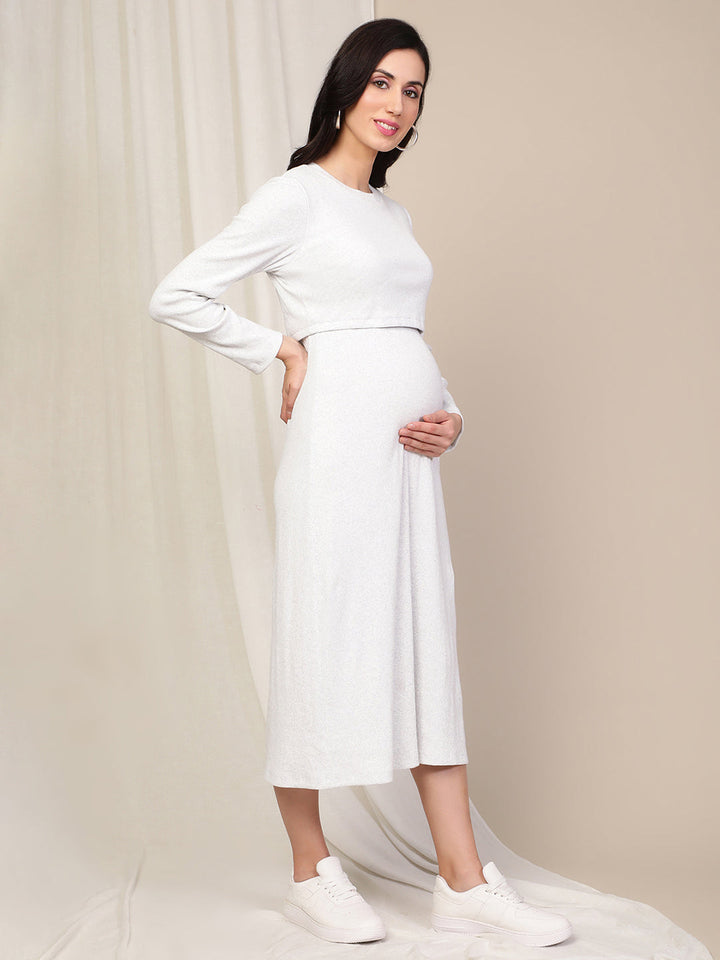 Rib Double Layer Maternity Dress