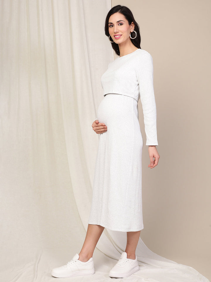 Rib Double Layer Maternity Dress