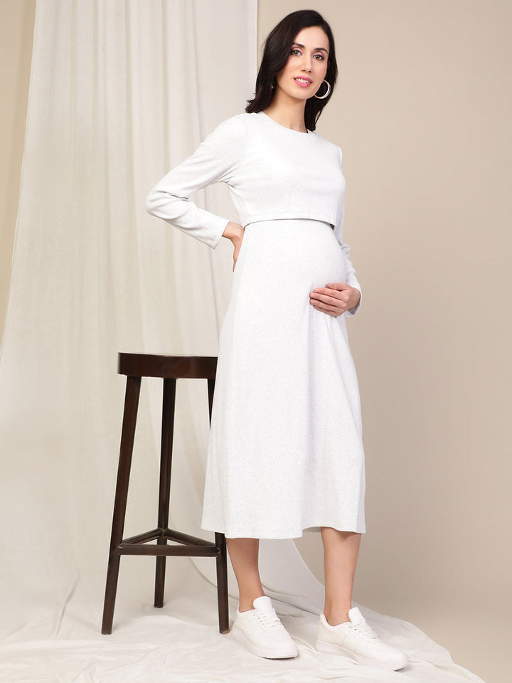 Rib Double Layer Maternity Dress