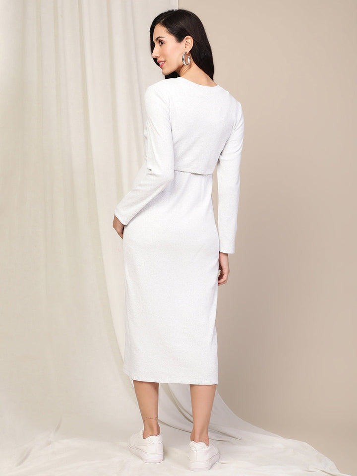 Rib Double Layer Maternity Dress