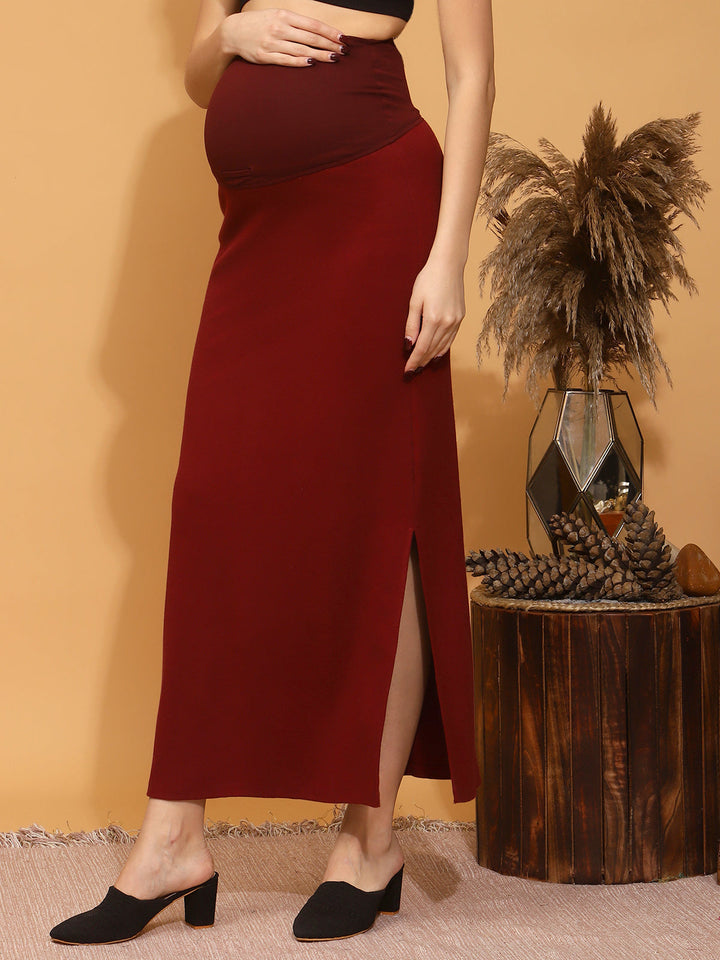 Maternity Rib-knit Long Skirt