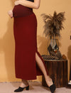 Maternity Rib-knit Long Skirt - Burgundy