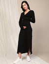 Zipless Maternity Bodycon Dress- Black