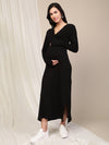 Zipless Maternity Bodycon Dress- Black