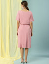 Stretchy Maternity Rib-knit Dress- Pink