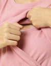 Stretchy Maternity Rib-knit Dress- Pink