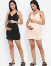 2-pack Maternity & Nursing Crossover Camisole- Black/Beige