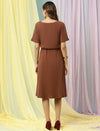 Stretchy Maternity Rib-knit Dress- Brown