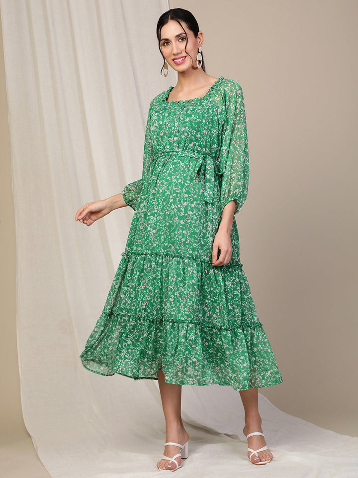 Tiered Floral Pregnancy Dress