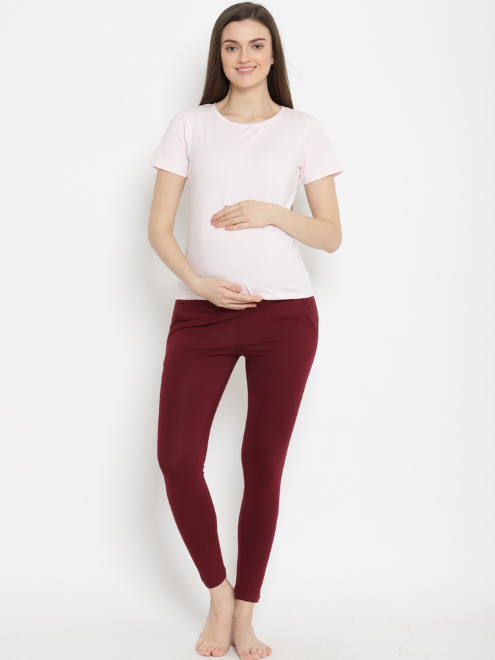 Maroon Maternity Leggings