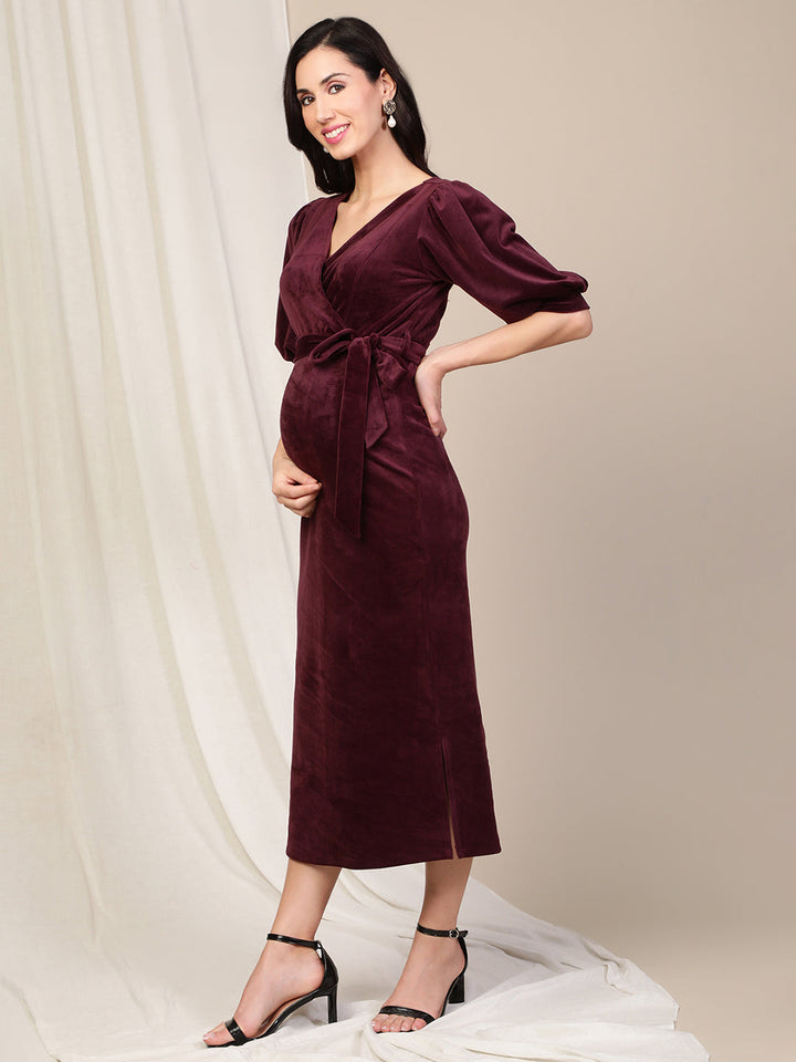Velvet Bodycon Maternity Dress