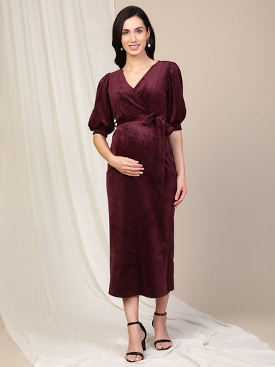 Velvet Bodycon Maternity Dress