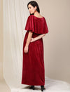 Velvet Pregnancy Dress with Slit- Maroon