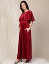 Velvet Pregnancy Dress with Slit- Maroon