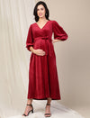Velvet Maternity Maxi Dress- Maroon