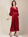 Velvet Maternity Maxi Dress- Maroon