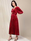 Velvet Maternity Maxi Dress- Maroon