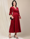 Velvet Maternity Maxi Dress- Maroon