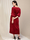 Velvet Maternity Maxi Dress- Maroon
