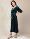 Velvet Maternity Maxi Dress- Green