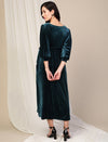 Velvet Maternity Maxi Dress- Green