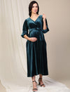 Velvet Maternity Maxi Dress- Green