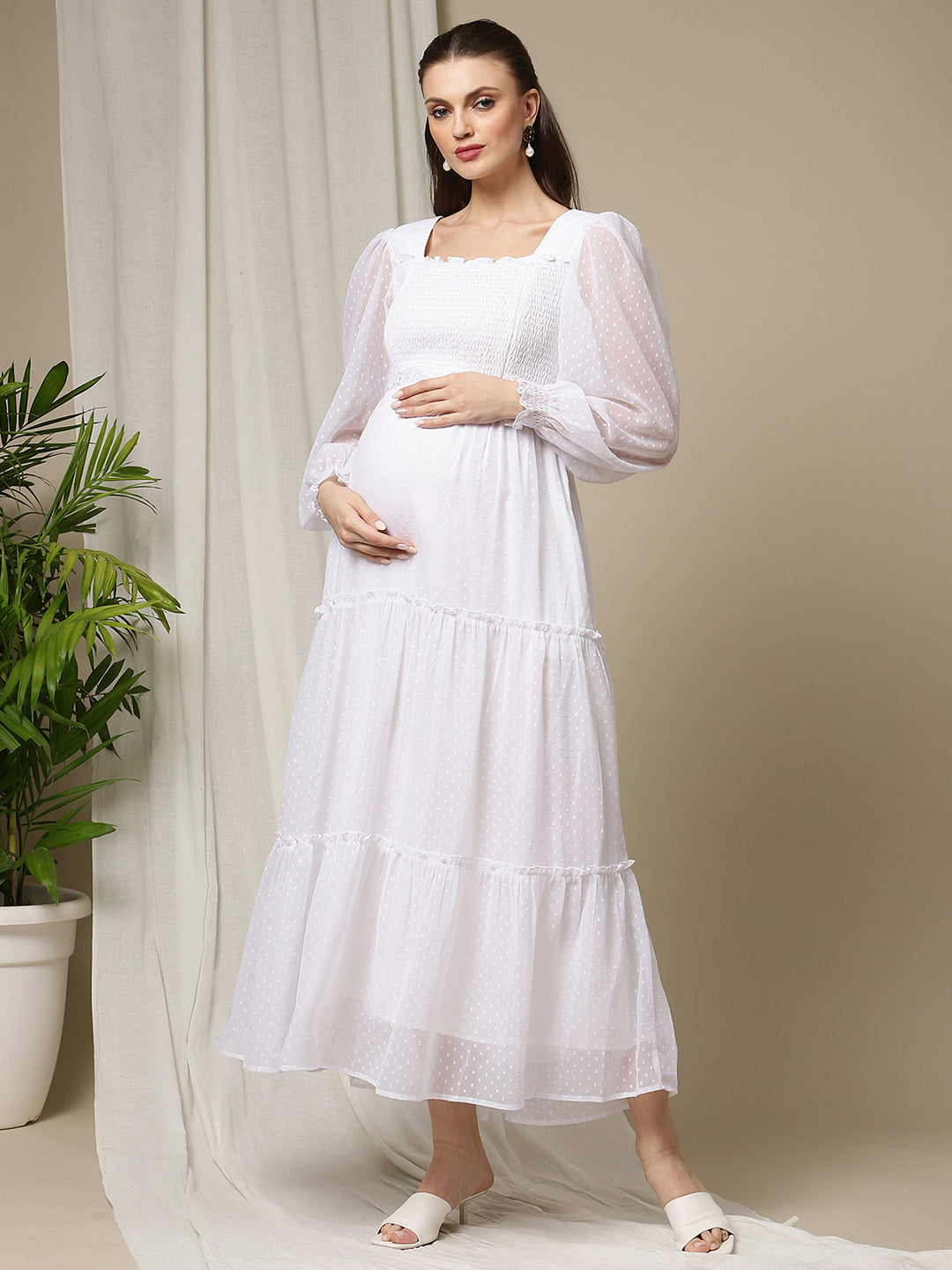 Buy Maternity Smocked Long Dress