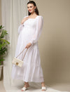 Maternity Smocked Long Maxi Dress- White