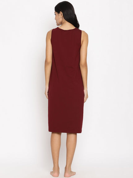Maternity Nightie Dress- Wine Red