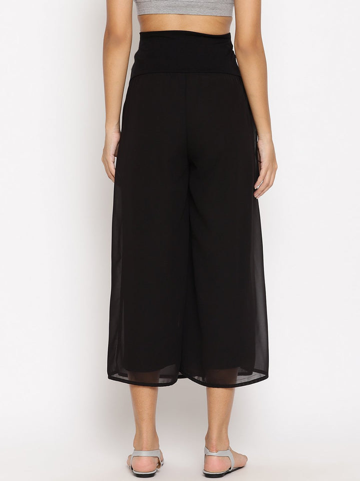 High Waist Maternity Georgette Culotte Pants - Black